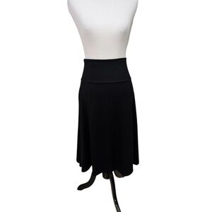 Lularoe Women's L Large Azure Skirt Knee Length Flowy Black Wide Elastic Waist